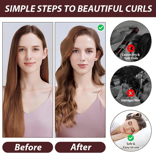 4pcs Heatless Hair Curler With Headscarf No Heat Curling Rod Hair Rollers with Satin Scarf Hairstyling Tools Lazy Curls